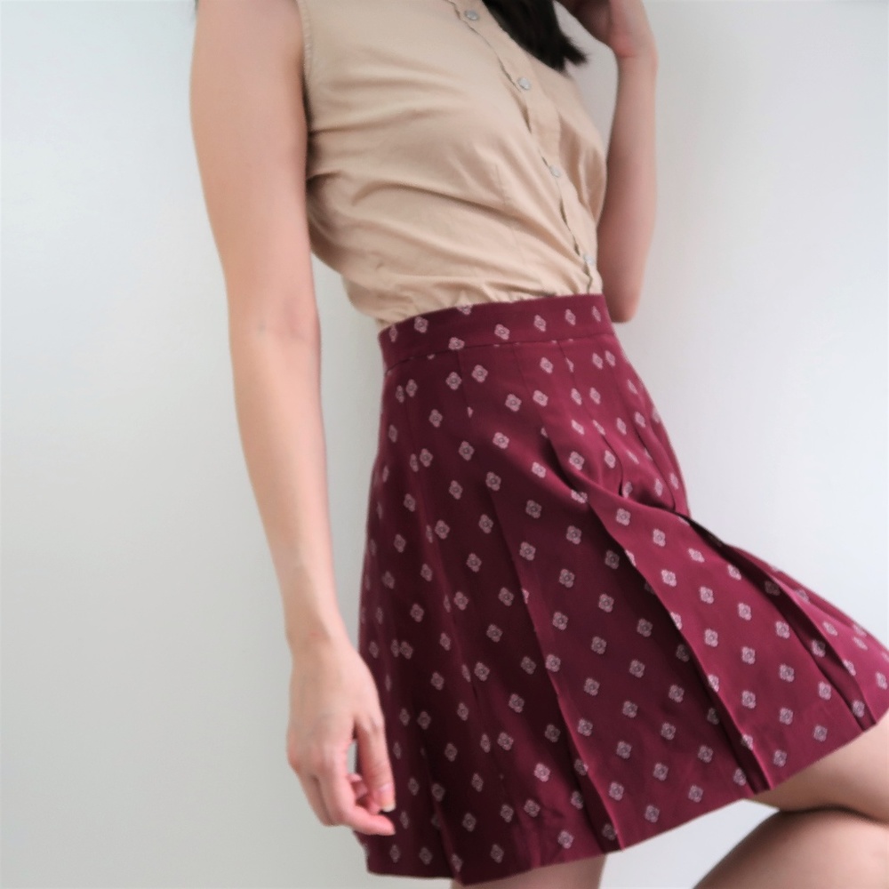 JCREW Burgundy Pleated Skirt